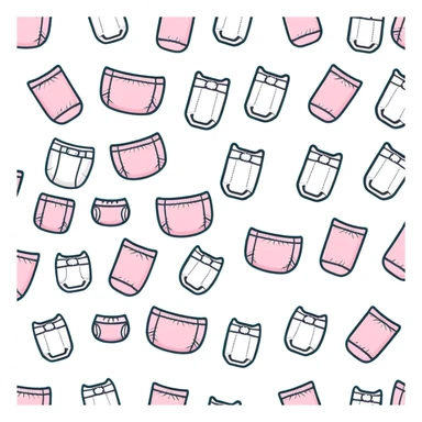 pastel pink baby diaper with cartoon nursery print pattern sticker