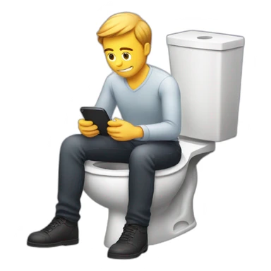 Man sitting on the toilette with smartphone sticker
