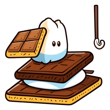 s'mores with chocolate and marshmallow sticker