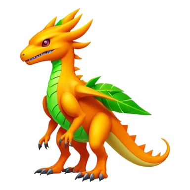 Tropical futuristic lush warm-colored neon-colored Fakémon-Digimon-creature (full body) sticker