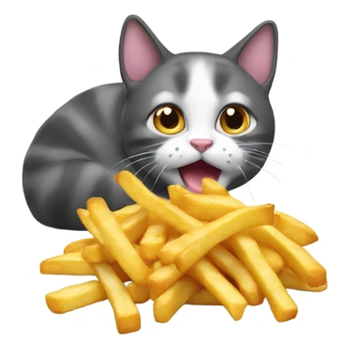 A cat eat fries sticker