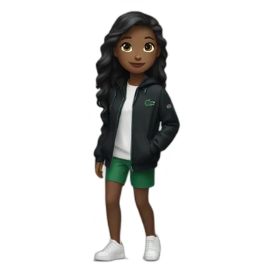 Lacoste bag Black girl with long hair with black lacoste windbreaker sticker