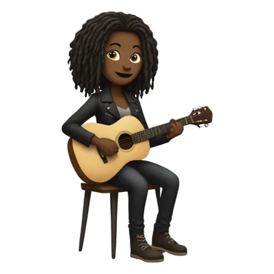 dark woman with short dreaded hair playing guitar sitting down sticker