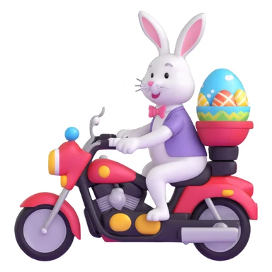 Easter bunny riding a motorcycle sticker