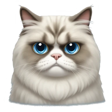 Round face grumpy Persian cat blue fur sticker