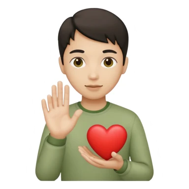 Pale olive heart in the hand sticker