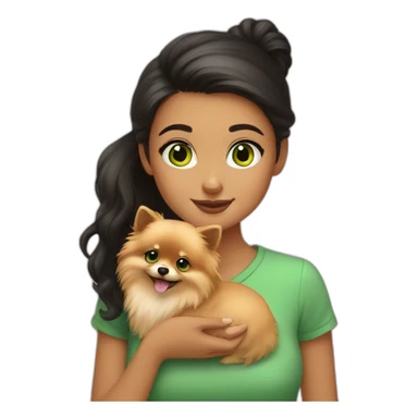 girl-with-green-eyes-petting-pomeranian sticker