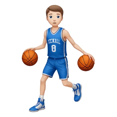 Tall, white, skinny, playing basketball, brown short hair, blue eyes sticker