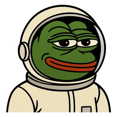 Pepe the Frog as an astronaut with space helmet, meme style sticker