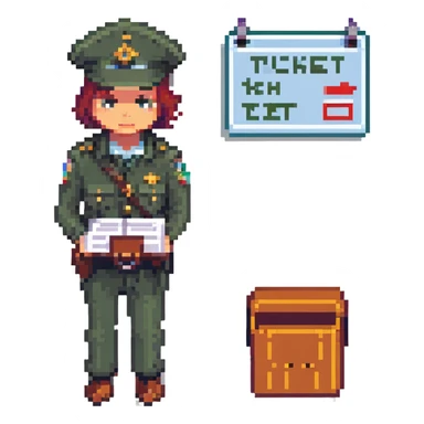 game warden writing a ticket for a wildlife law infraction pixel art sticker