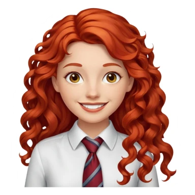 white collar woman with tie, long curly red hair sticker