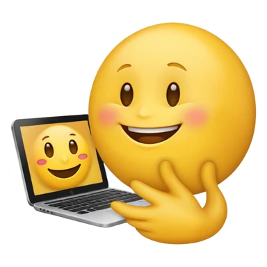 funny emoji with computer in his hands sticker