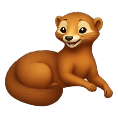 red cheerful smiling mongoose in bed sticker