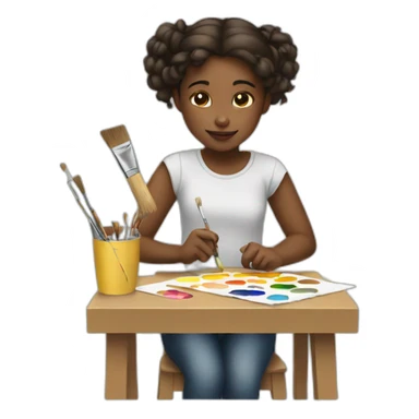 a girl is painting sticker