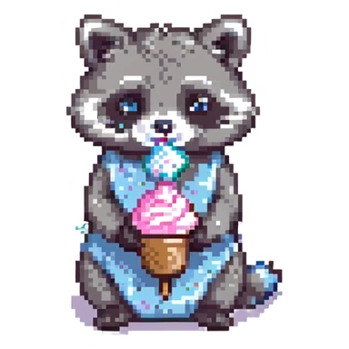 raccoon eating cotton candy sticker