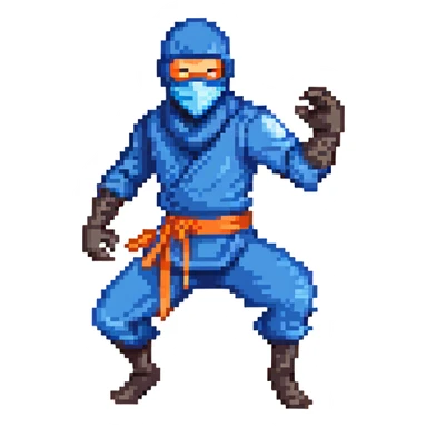 masked ninja with blue mask, dynamic pose sticker