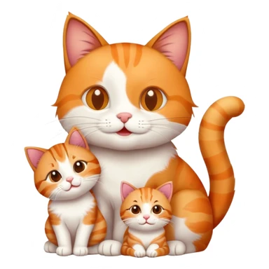 happy mom cat and happy dad cat with four happy kittens sticker