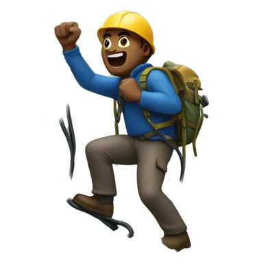 A bold man climbing a mountain in a storm with internet cables in his hand sticker