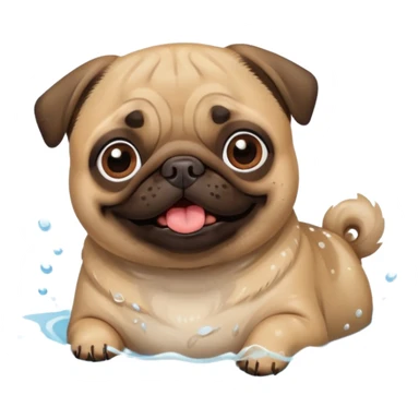 Pug  nadando sticker