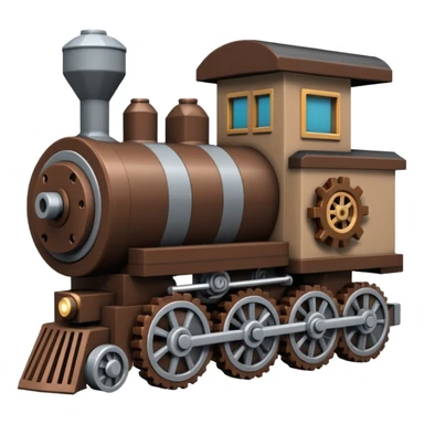 blocky train inspired by the Minecraft Create mod, with gears and mechanical details sticker