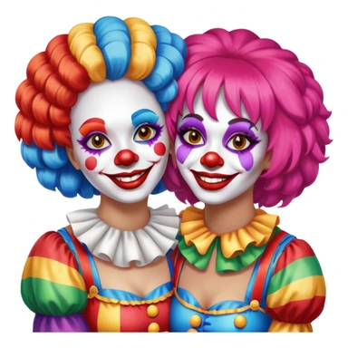 Two female clowns hugging sticker
