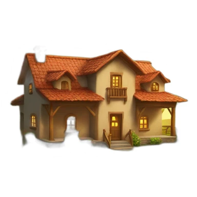 Casa en el campo con sol sticker