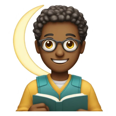 smile, math book, moon sticker