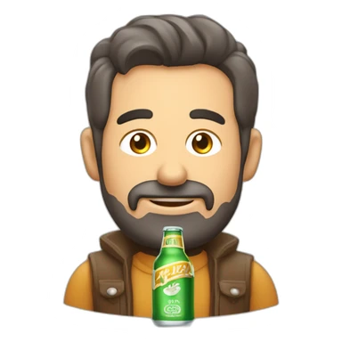 Hombre calvo con botella de cerveza sticker