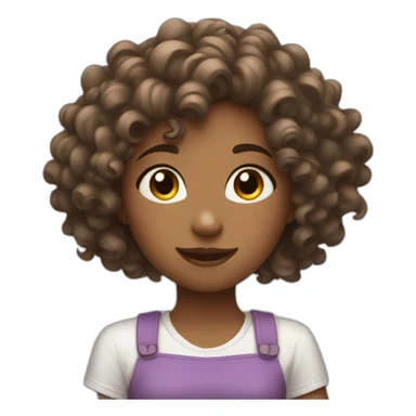 white with curly hair girl is showing heart with her hands sticker