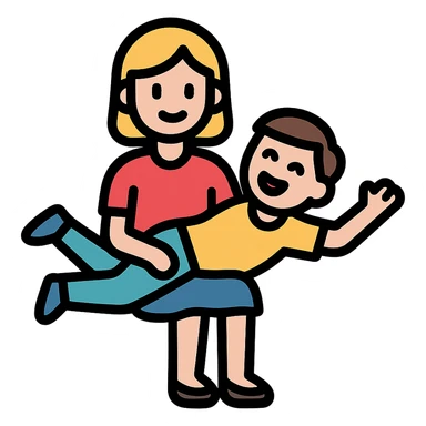 simplified icon of a boy over girlfriend's knee, playful, outlined, no explicit content sticker