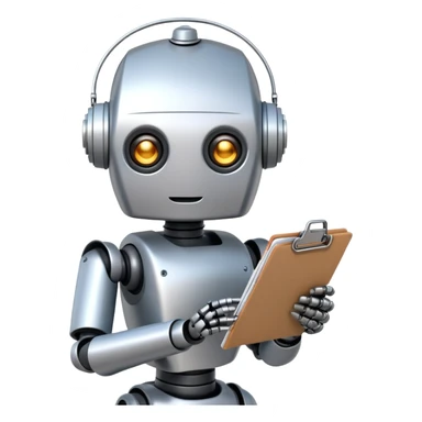 helpful robot with clipboard sticker