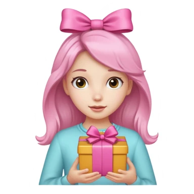🥳🎀 pembe bir tokasını takan bey kızın elinde bir hediye var sticker