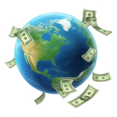 Money orbiting the earth sticker