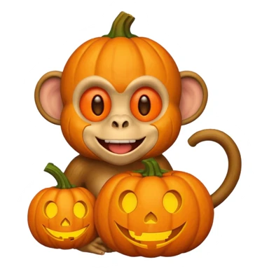 twitter emoji style monkey with pumpkin head sticker