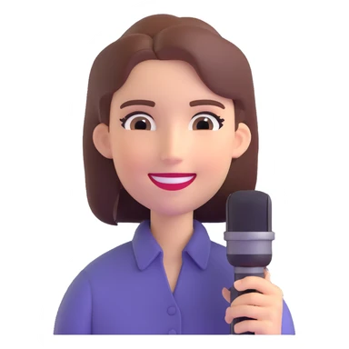 emoji style person with a microphone, experiencing ASMR, smooth edges, gentle smile sticker