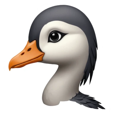 goose facing forward that is emo with swoop of bangs over one eye sticker
