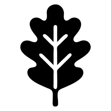 oak leaf icon, solid black style sticker