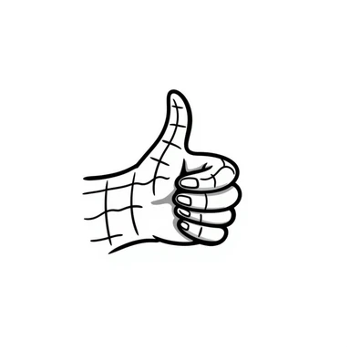 spiderman's hand doing a thumbs up, hand drawn doodle style sticker