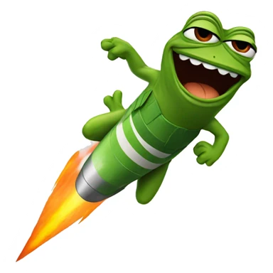 pepe with rocket  sticker