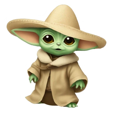 Baby yoda wearing a sombrero sticker