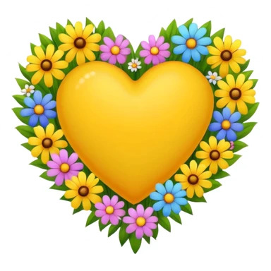 yellow heart with beautiful colorful field flowers around its border sticker