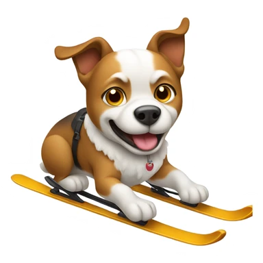 dog skiing  sticker