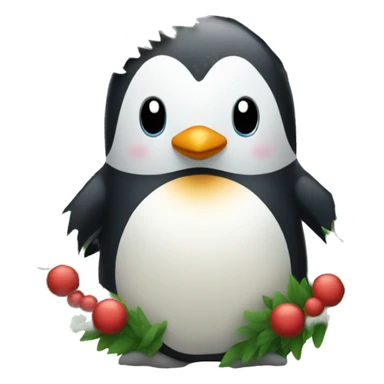 penguin in a wreath sticker