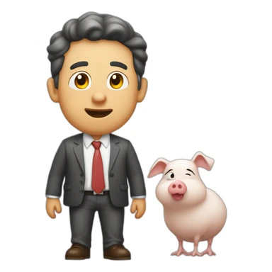 menino magro correndo com um porco sticker