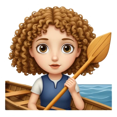 curly haired, fair skinned girl with big eyes rowing a boat sticker