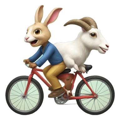Bunny and goat riding a bike sticker