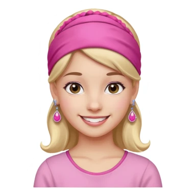 Fashion girl with pink headband and earrings, halff body sticker