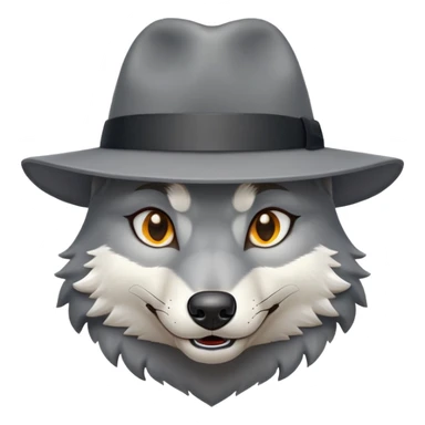 A wolf wearing a fedora and smirking sticker