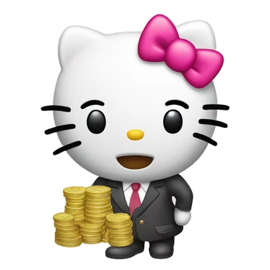 Hello kitty in debt sticker