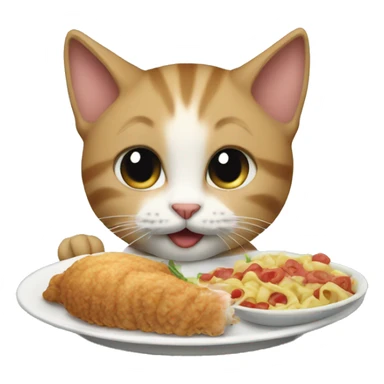 A kitten eating dinner sticker